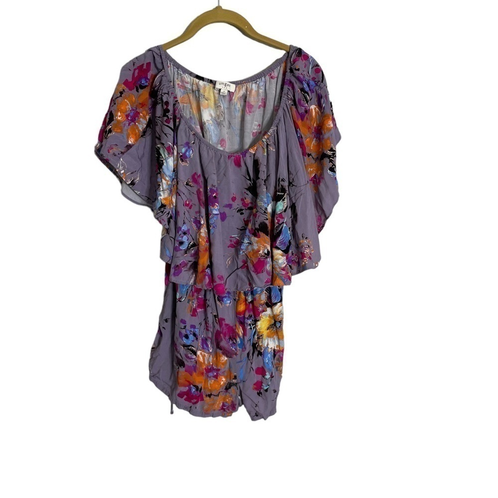 Umgee Purple Floral Romper Elastic Small